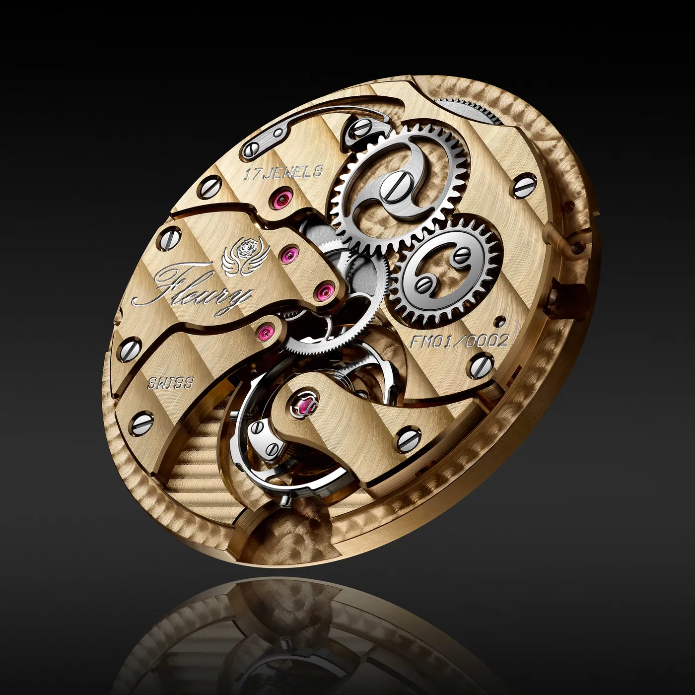 Calibre FM01, ponts en or jaune